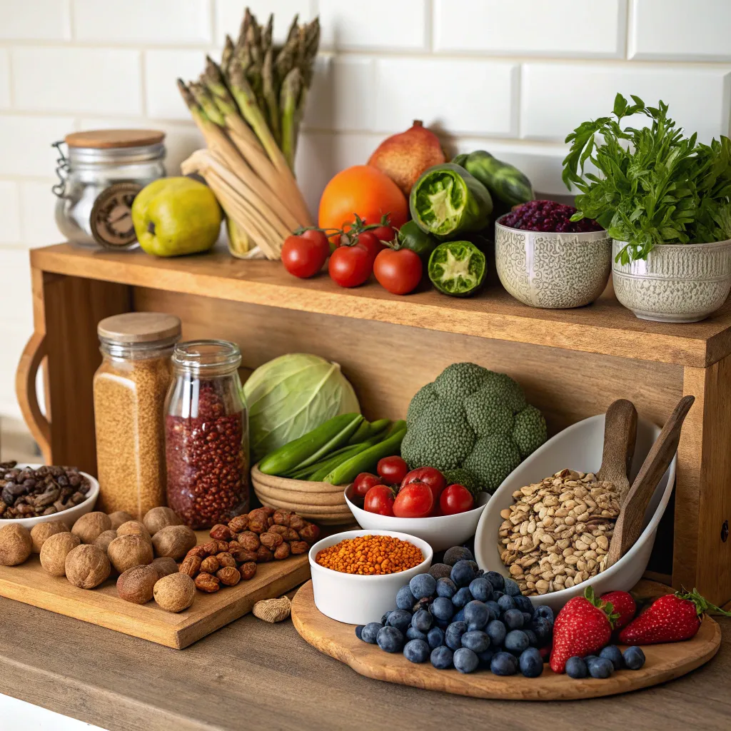 A collection of organic products displayed elegantly